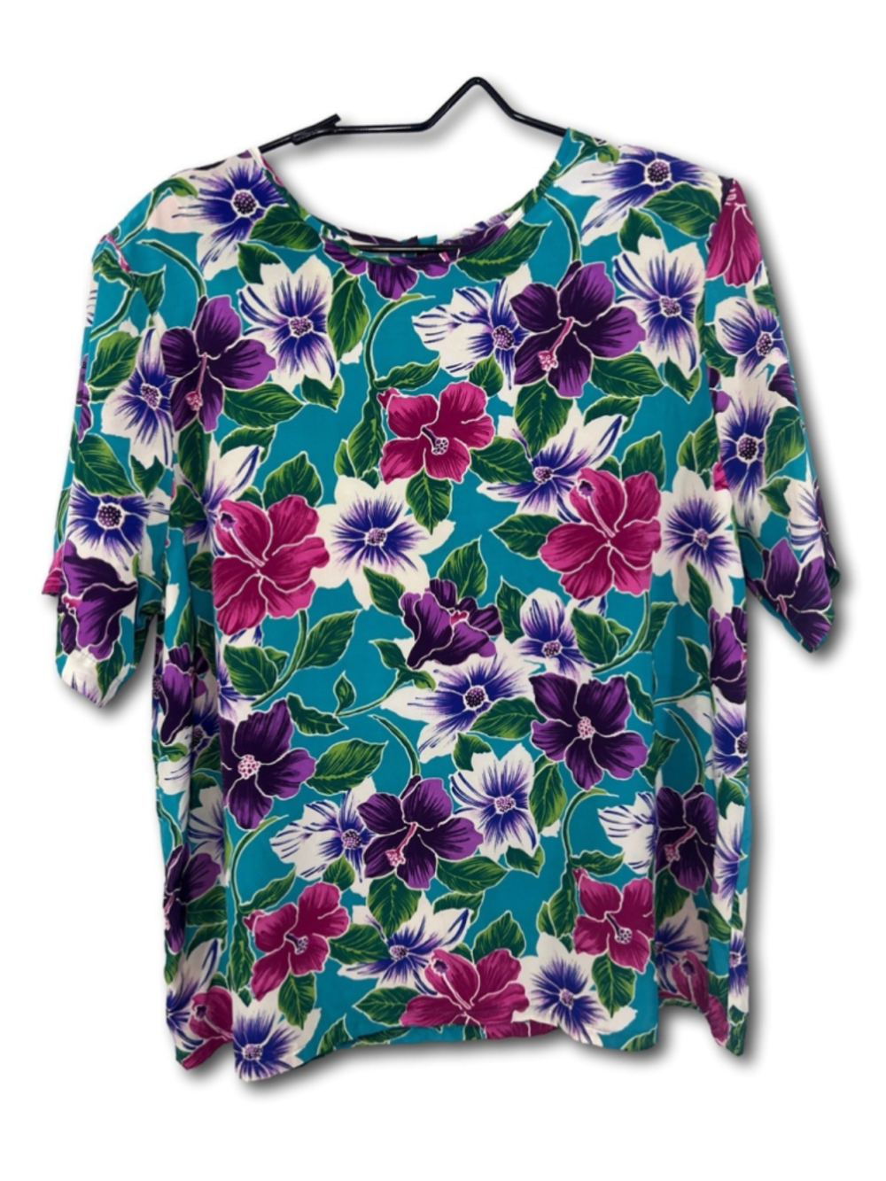 Kathie Lee Womens Shirt Short Sleeve Blouse MultiColor Floral 80’s Vintage